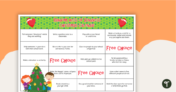 Go to Christmas Themed Random Acts of Kindness Calendar teaching resource