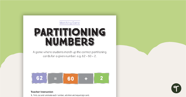 Go to Partitioning Numbers - Match-Up Activity teaching resource