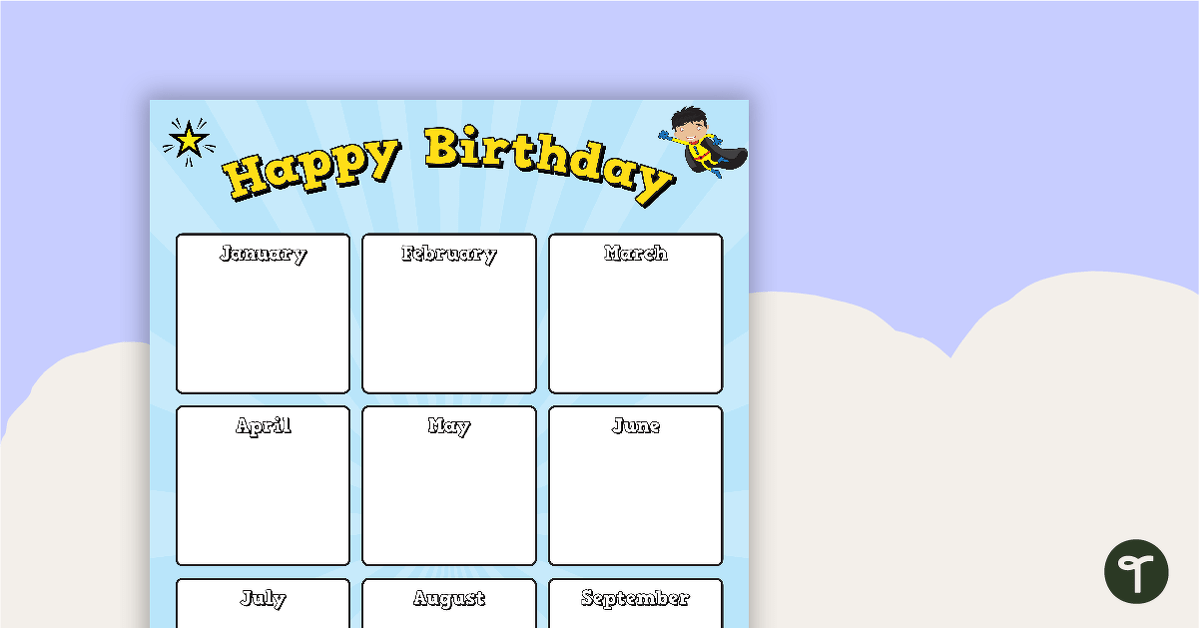 Preview image for Superheroes - Happy Birthday Chart - teaching resource