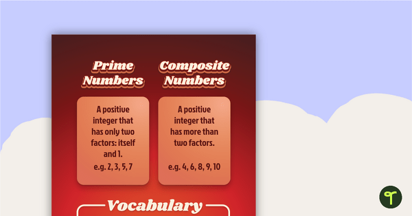 Go to Prime and Composite Numbers Poster teaching resource
