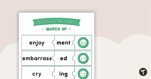 Go to Suffixes Puzzles Match Up Cards teaching resource
