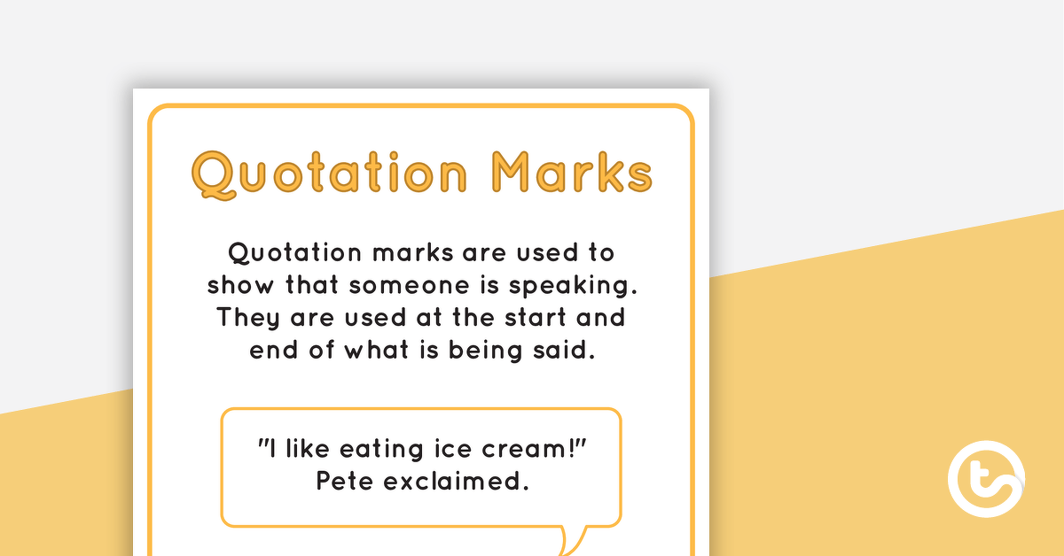 Quotation Marks Punctuation Poster teaching resource
