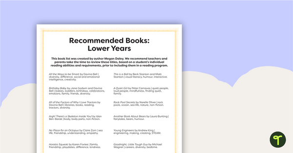 Go to Recommended Books: Lower Years teaching resource