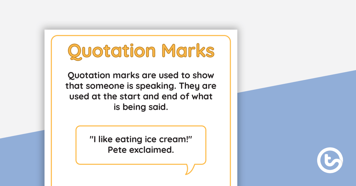 Punctuation Poster – Quotation Marks teaching resource