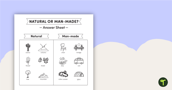 Natural or Man-made? - Worksheet teaching resource