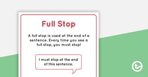 Full Stop Punctuation Poster teaching resource