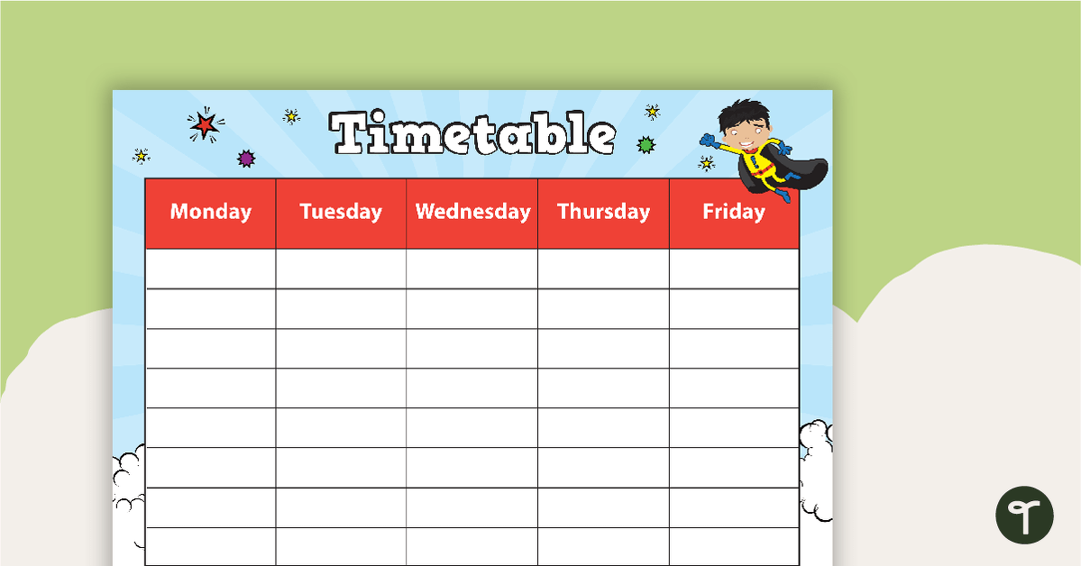 Preview image for Superheroes - Weekly Timetable - teaching resource