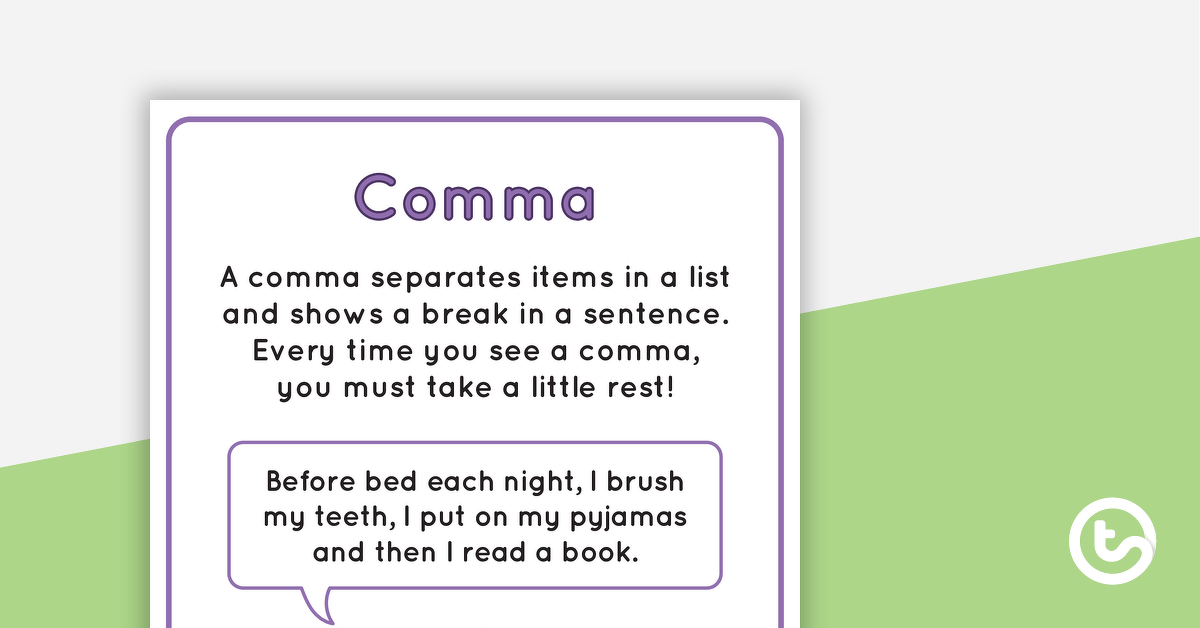 Comma Punctuation Poster teaching resource