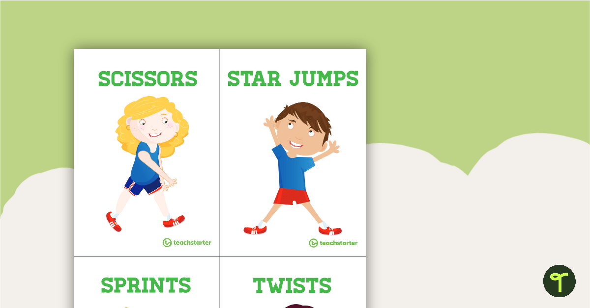 24 Fitness Exercise Cards teaching resource