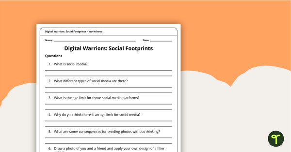 Digital Warriors: Social Footprints – Comprehension Worksheet teaching resource