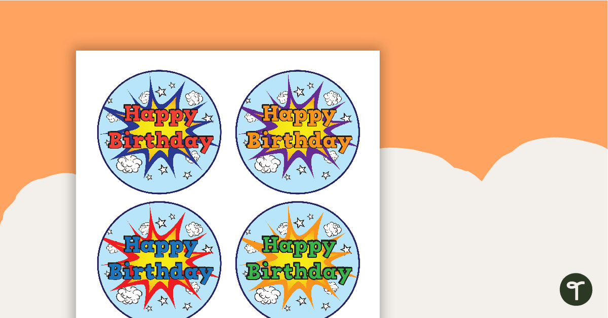 Preview image for Superheroes - Happy Birthday Badges - teaching resource