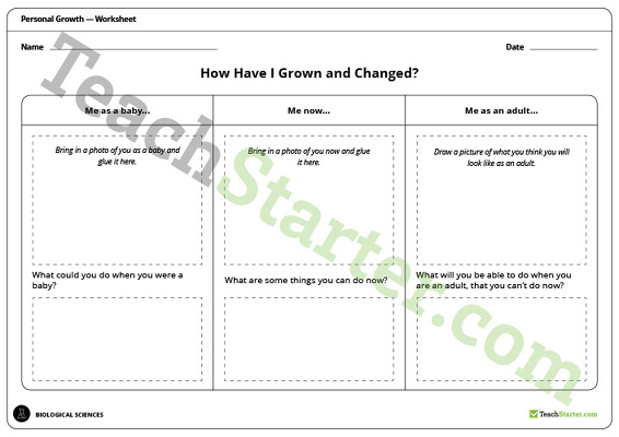 Personal Growth Worksheets teaching resource