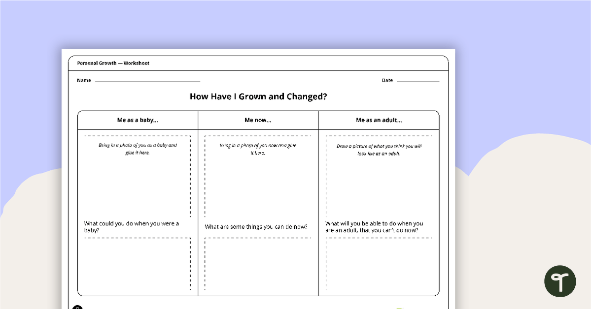 Personal Growth Worksheets teaching resource