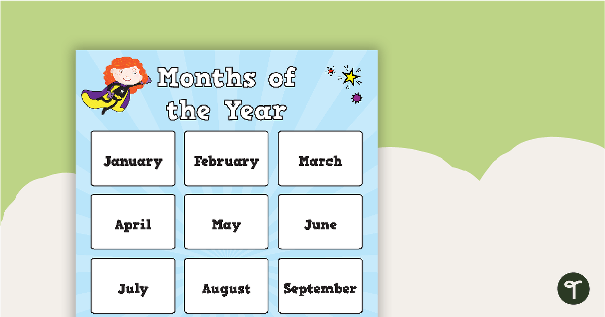 Superheroes - Months of the Year Poster teaching resource