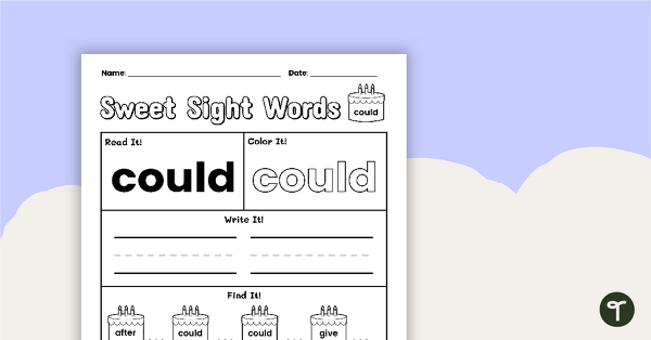 Sweet Sight Words Worksheet - COULD teaching resource