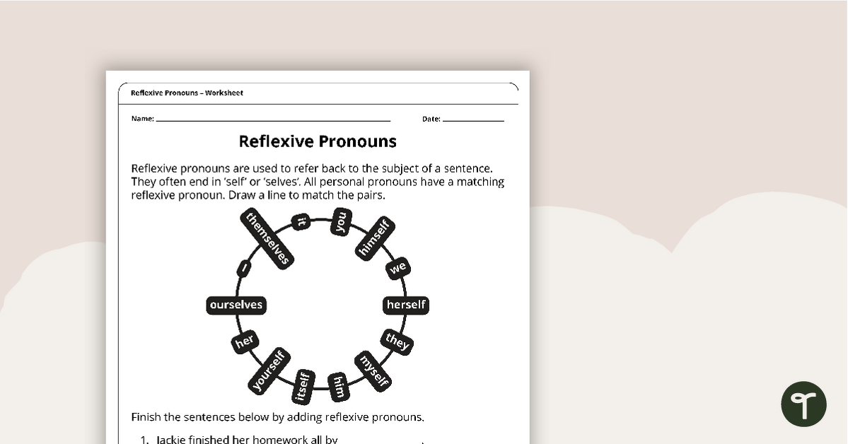Reflexive Pronouns – Worksheet teaching resource