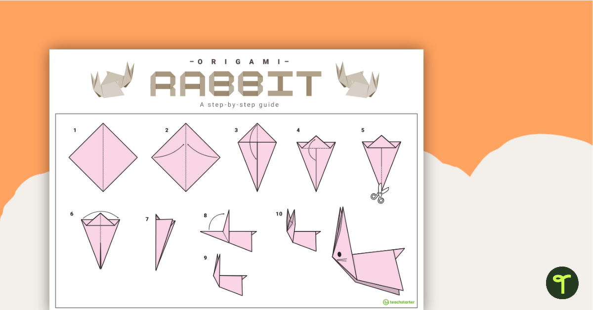 How to Make an Origami Bunny Rabbit: Step-By-Step Instructions for Kids teaching resource