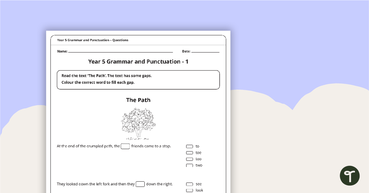 Grammar and Punctuation Assessment Tool - Grade 5 teaching resource
