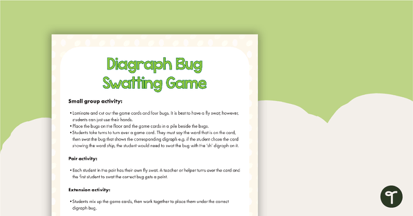 Digraph Bug Swatting Game teaching resource