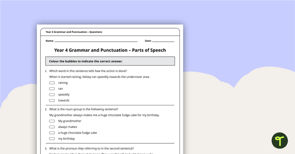 Grammar and Punctuation Assessment Tool – Year 4 teaching resource