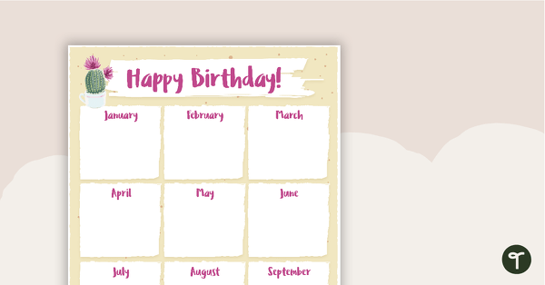 Go to Cactus - Happy Birthday Chart teaching resource