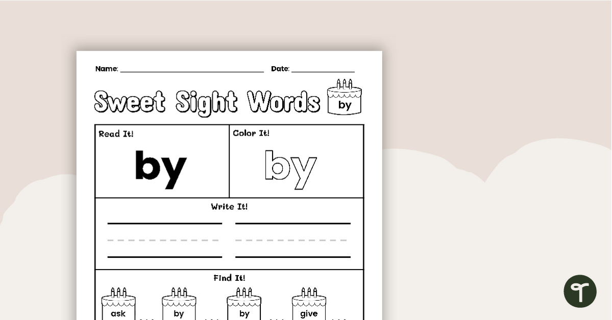 Sweet Sight Words Worksheet - BY teaching resource