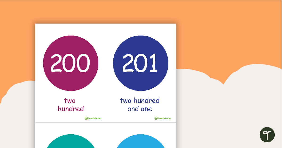 200-300 Number And Word Flashcards – Circles teaching resource
