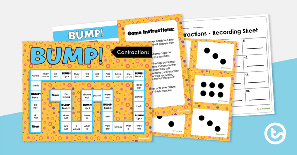 Go to BUMP! Contractions - Board Game teaching resource