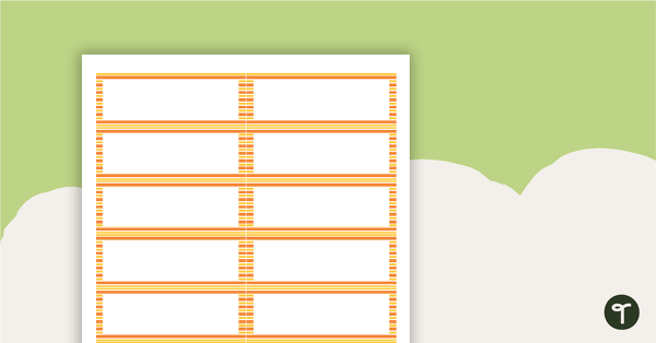 Desk Name Tags – Orange Lines teaching resource