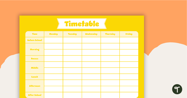 Plain Yellow – Timetable Planner teaching resource