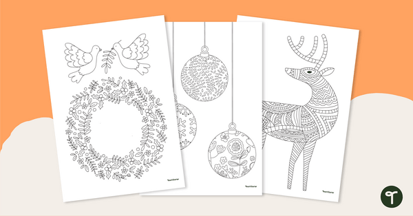 Holiday Mindful Coloring Sheets teaching resource