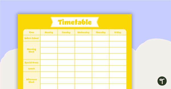 Plain Yellow – Timetable Planner teaching resource