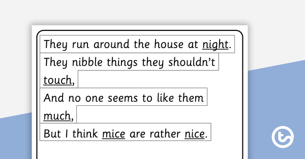 I Think Mice Are Rather Nice Rhyme - Poster and Cut-Out Pages teaching resource