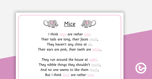 Go to I Think Mice Are Rather Nice Rhyme - Poster and Cut-Out Pages teaching resource