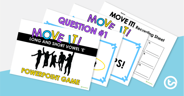 Move It! - Long and Short Vowel 'e' PowerPoint Game teaching resource