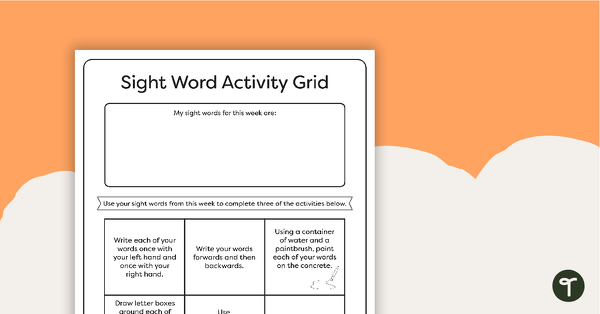 Sight Word Activity Grid - Version 2 teaching resource