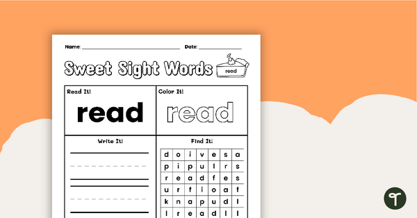 Sweet Sight Words Worksheet - READ teaching resource