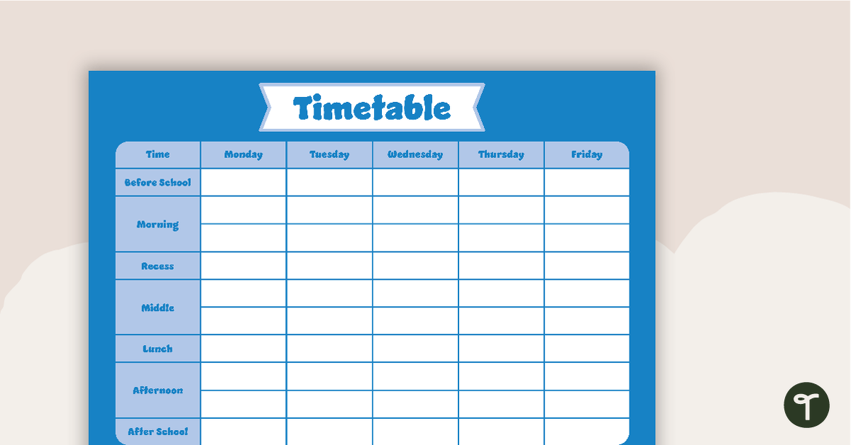 Plain Blue – Timetable Planner teaching resource