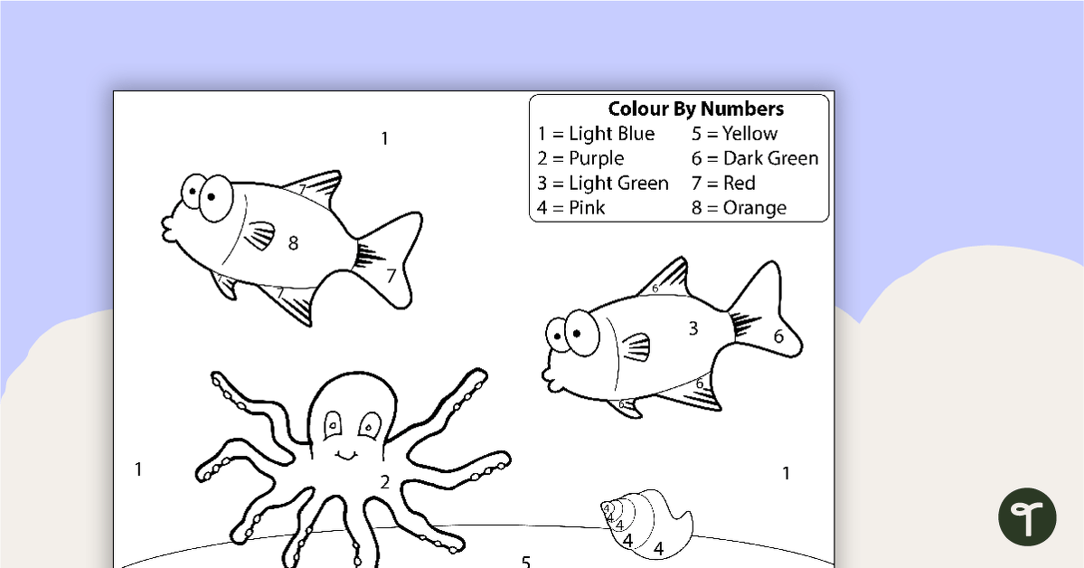 Underwater Colour By Numbers teaching resource