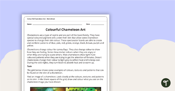 Go to Colourful Chameleon Art Activity teaching resource