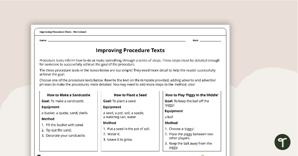 Improving Procedure Texts Worksheets teaching resource