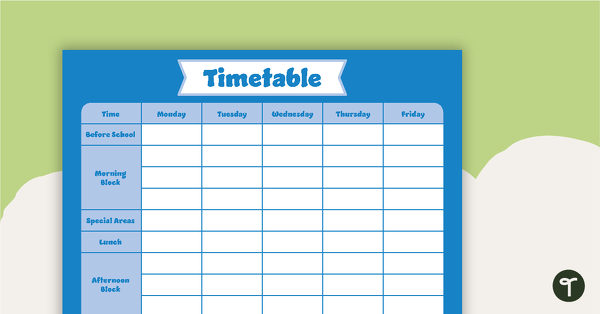 Plain Blue – Timetable Planner teaching resource
