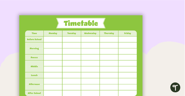 Plain Green – Timetable Planner teaching resource