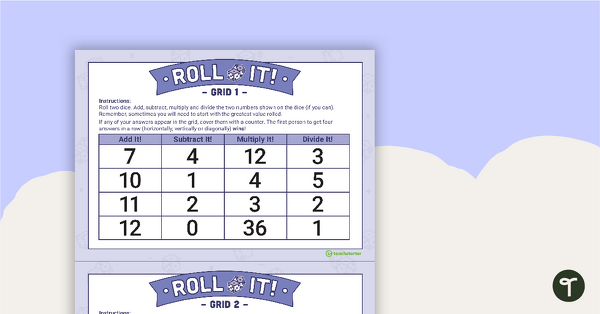 Go to Roll It Operations Game teaching resource