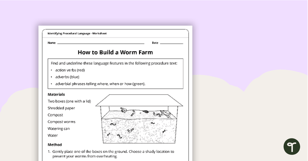 Preview image for Identifying Procedural Language Worksheets - teaching resource