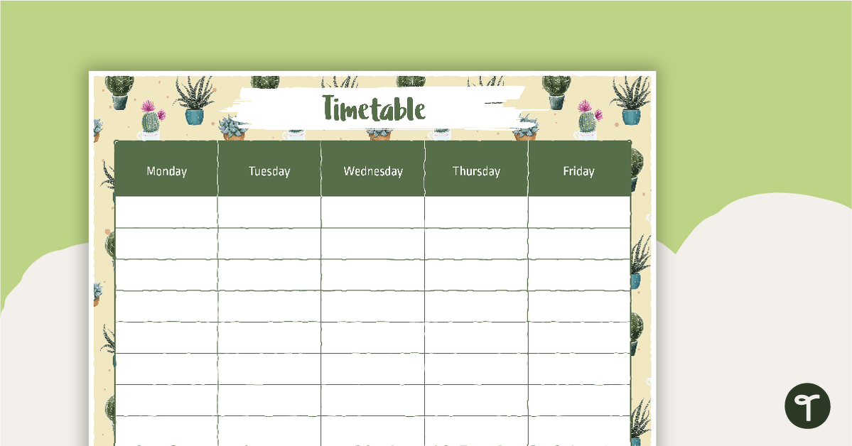 Cactus - Weekly Timetable teaching resource