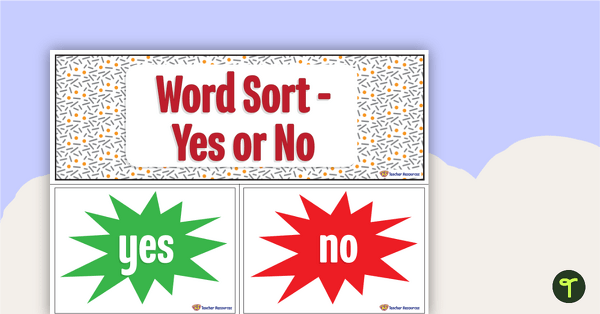 Yes or No Question Cards - Word Attribute Sort teaching resource