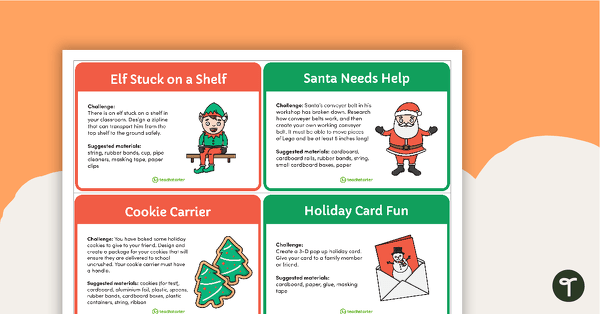 Holiday STEM Challenge Cards teaching resource