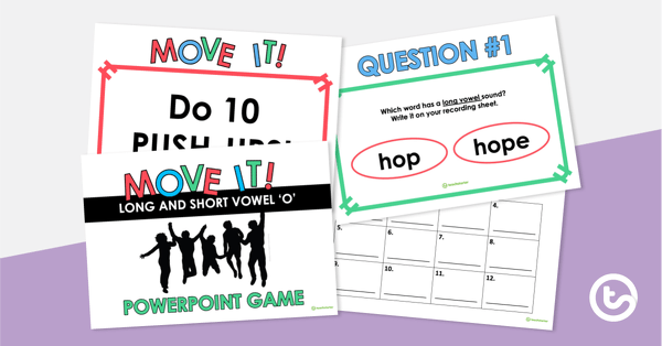 Move It! - Long and Short Vowel 'o' PowerPoint Game teaching resource
