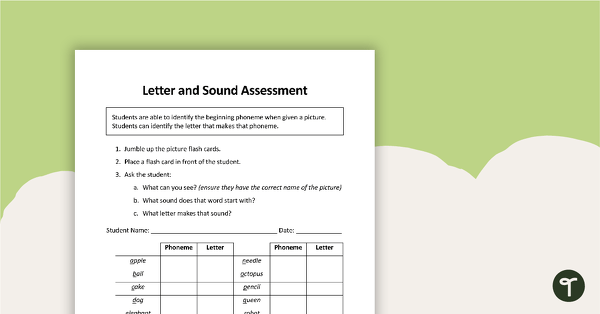 A–Z Picture Flashcards (Phoneme Assessment Kit) teaching resource